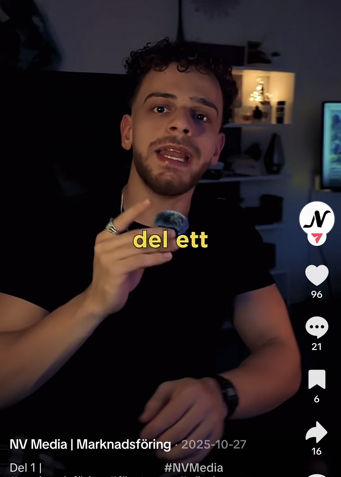Stillbild från första TikTok-videon där Nezar Naser säger att det här är del ett