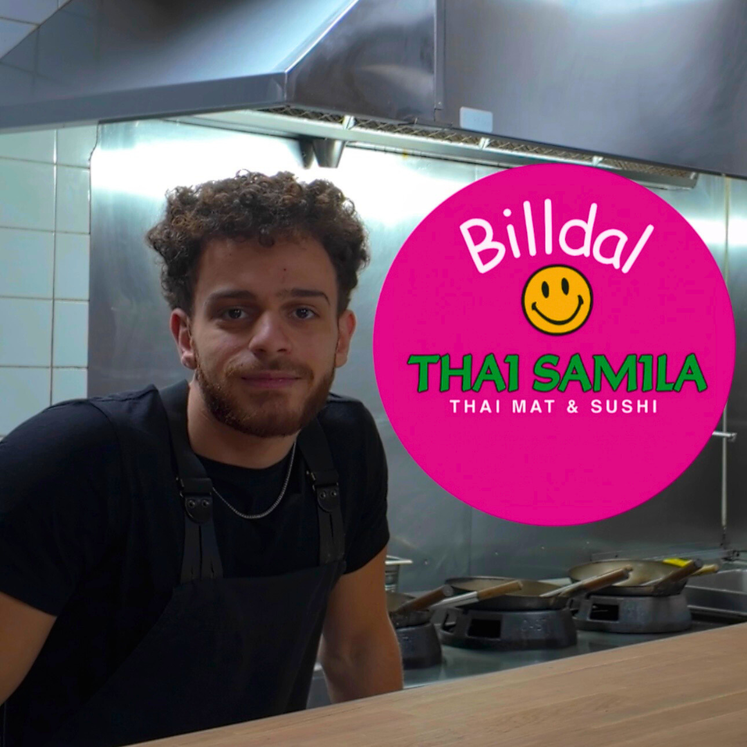 Nezar Naser i köket hos Thai Samila Billdal under en filminspelning för restaurangen